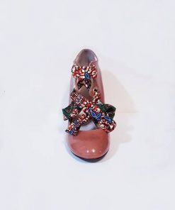 Coral coloured heel shoes with coloured lace made in Italy Arctic frontal Crack